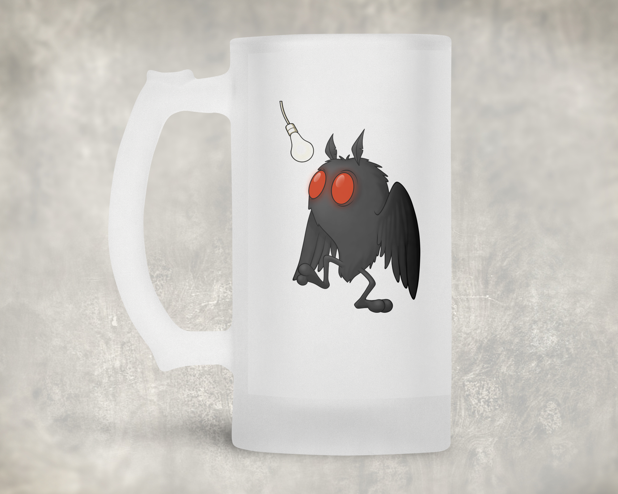 Lightbulb Mothman Beer Mug Mockup