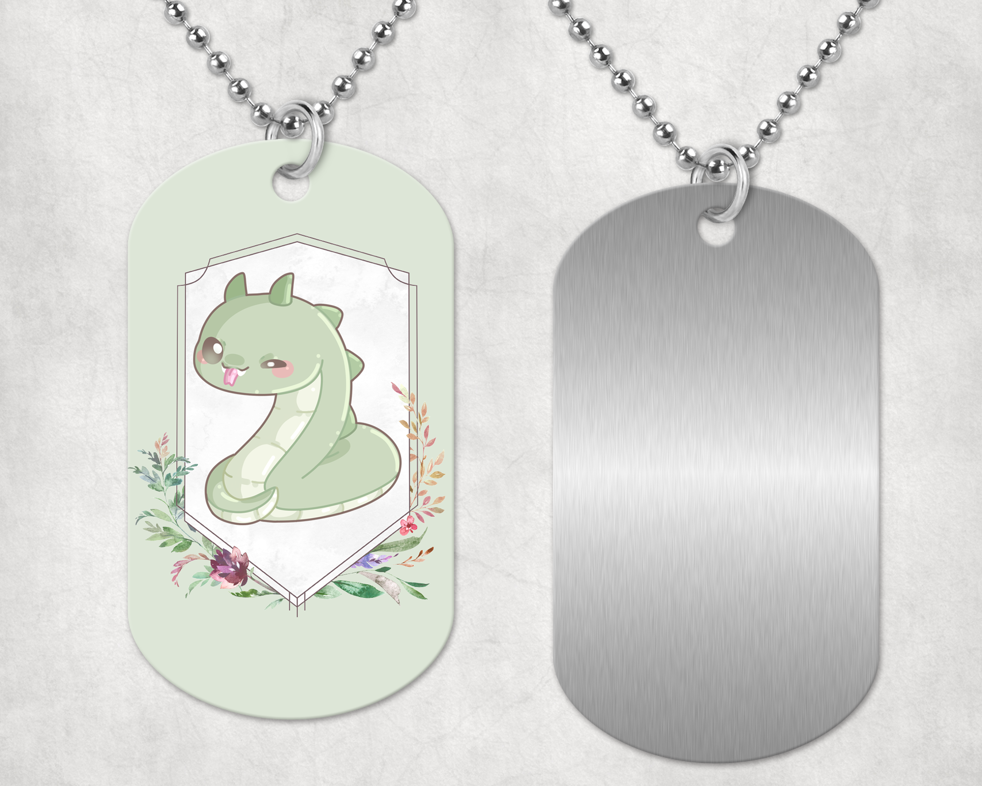 Chibi Basilisk Dog Tag Mockup
