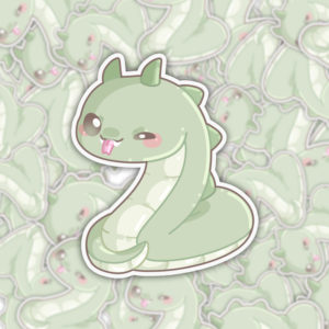 Chibi Basilisk Sticker Mockup