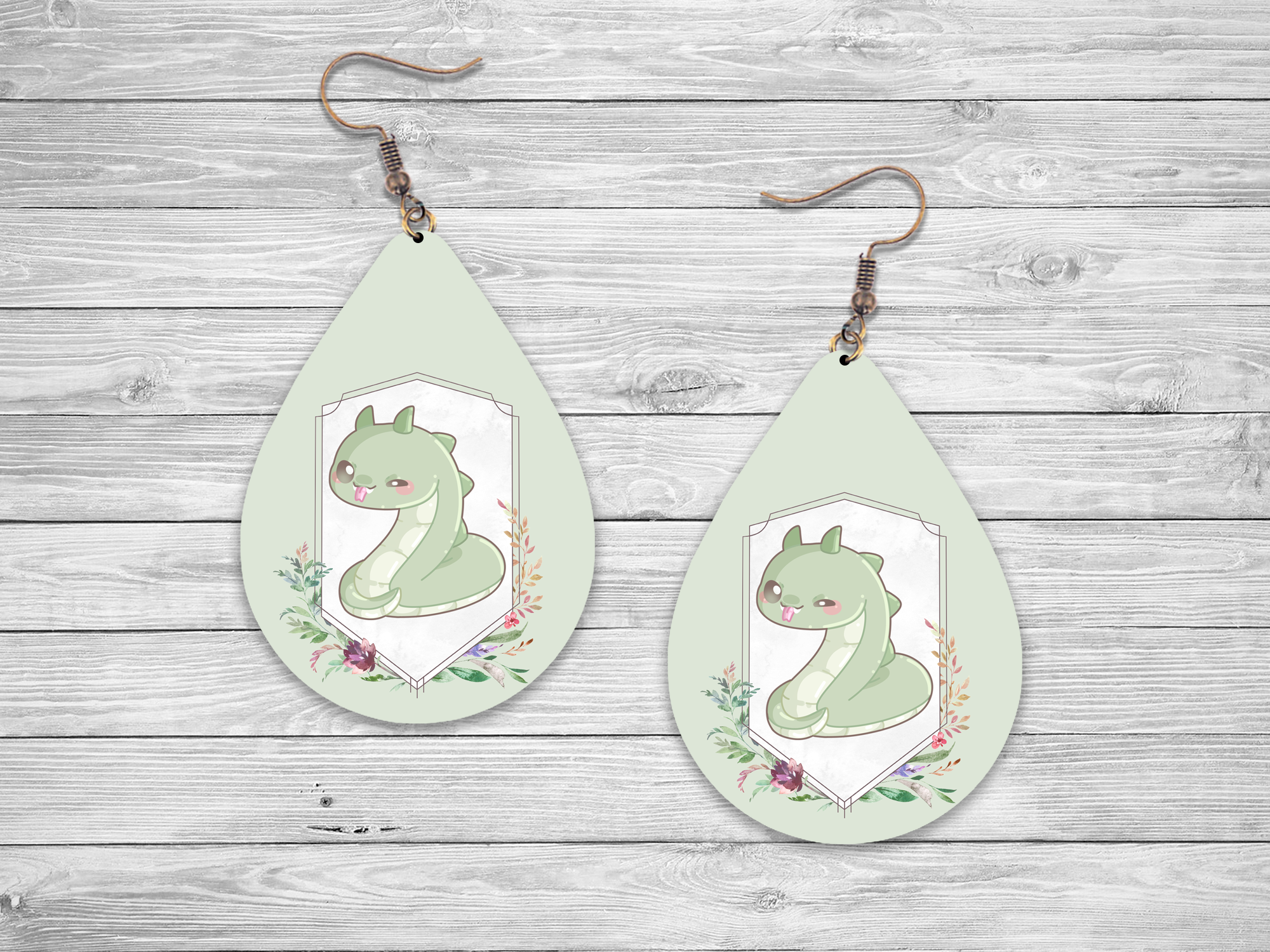 Chibi Basilisk Earrings Mockup