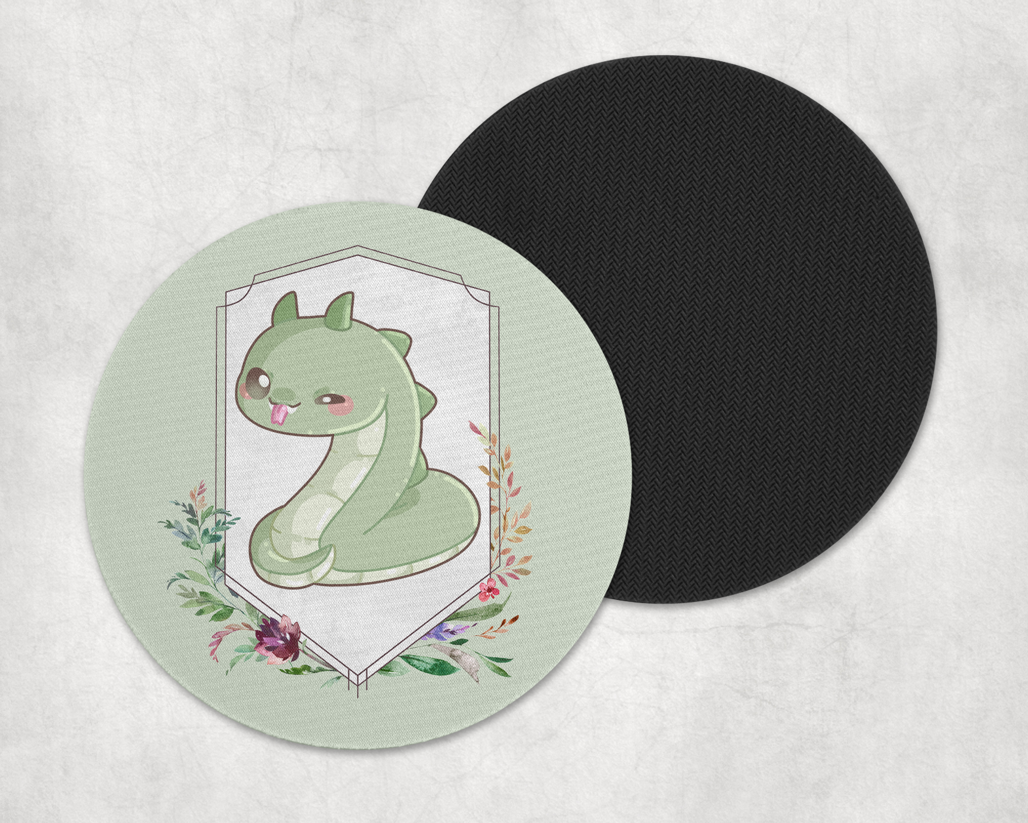 Chibi Basilisk Coasters Mockup