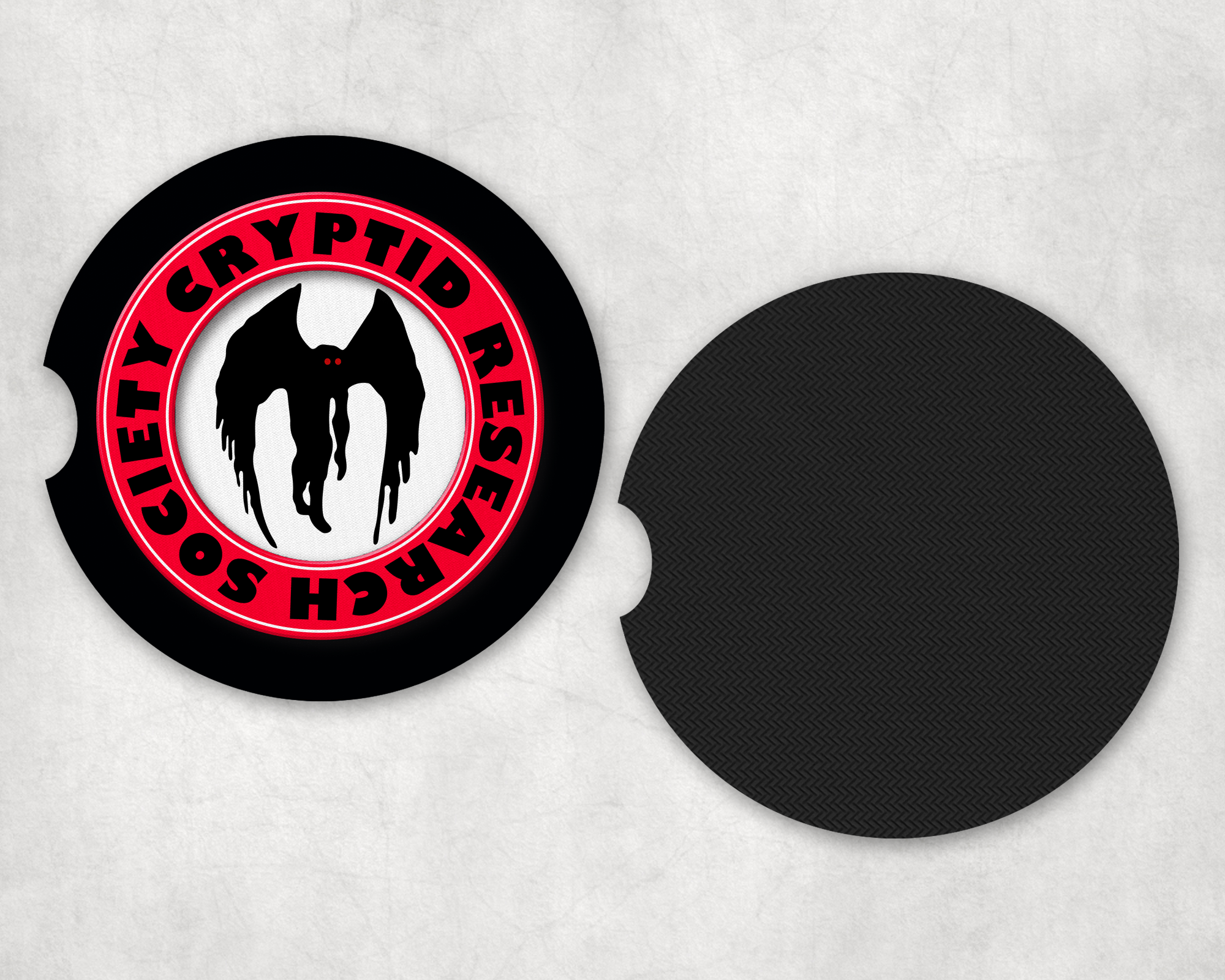 Cryptid Society - Mothman Car Coasters Mockup