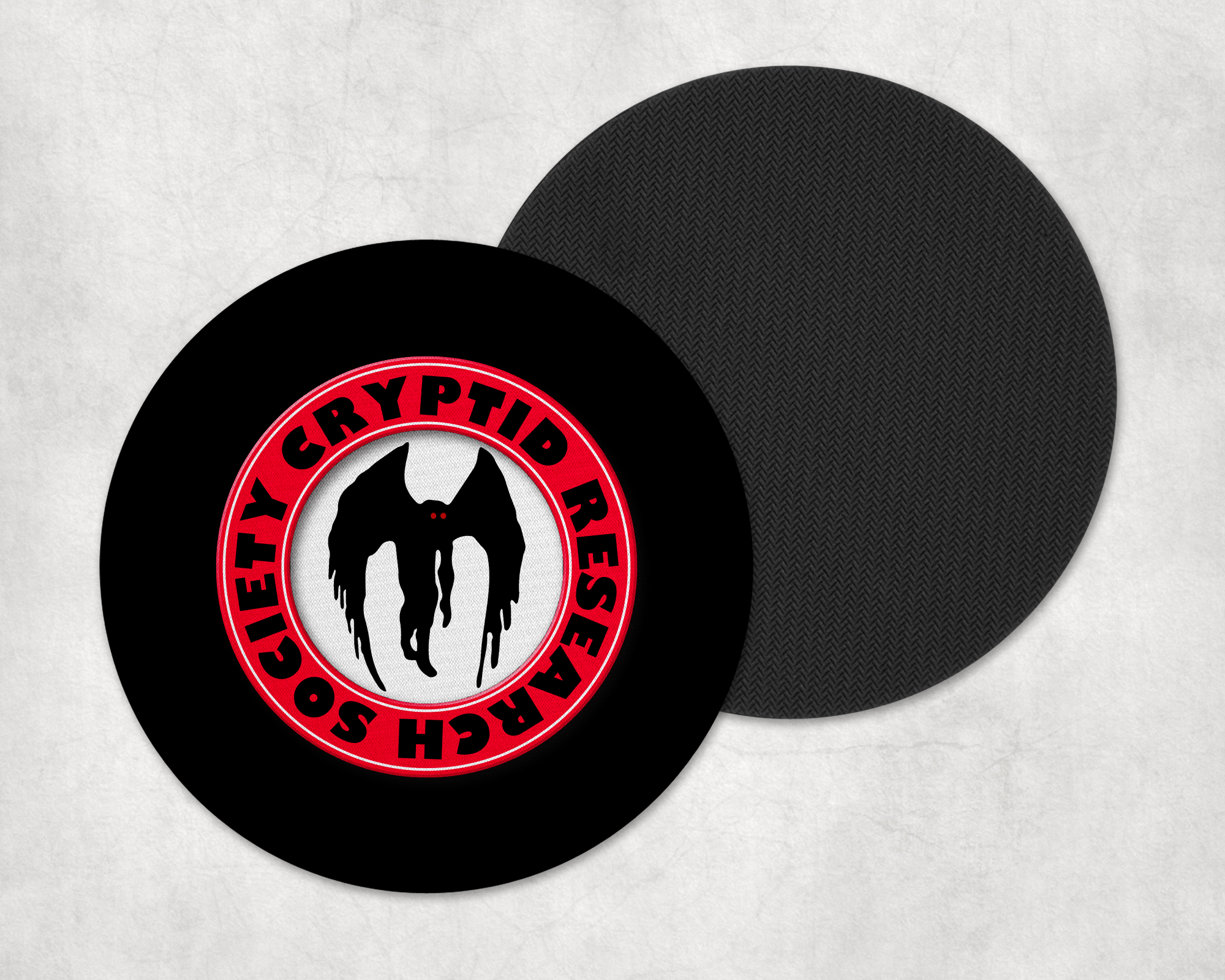 Cryptid Research Society -Mothman Coasters Mockup