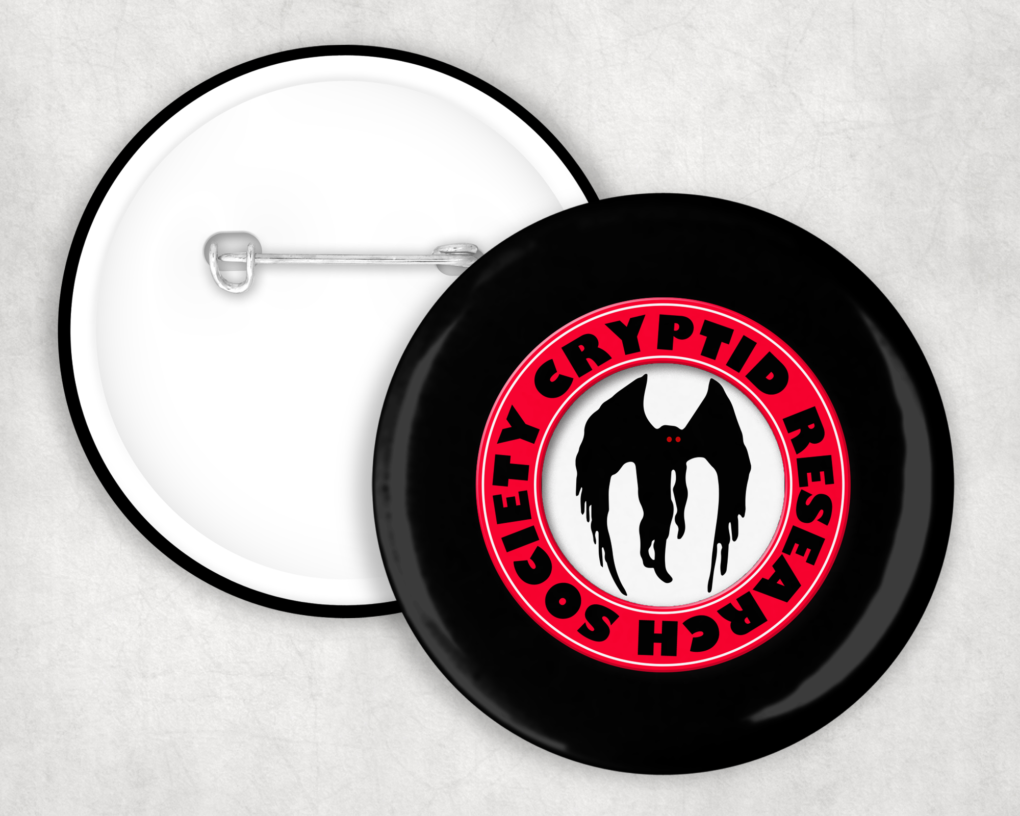 Cryptid Research Society - Mothman Button Mockup