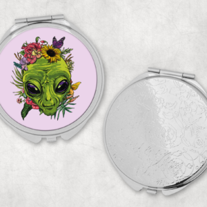 Floral Alien Face Mirror Compact Mockup