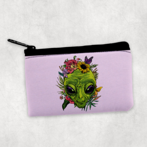 Floral Alien Face Zipper Pouch Mockup