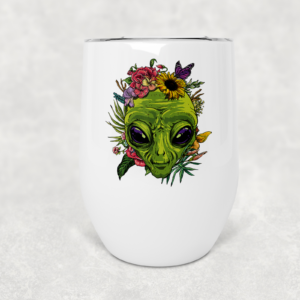 Floral Alien Face Wine Tumbler Mockup
