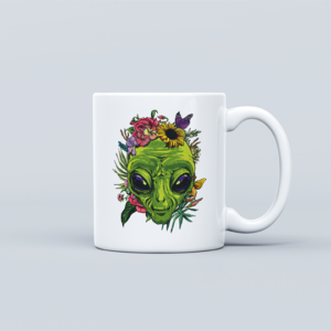 Floral Alien Face Mug Mockup