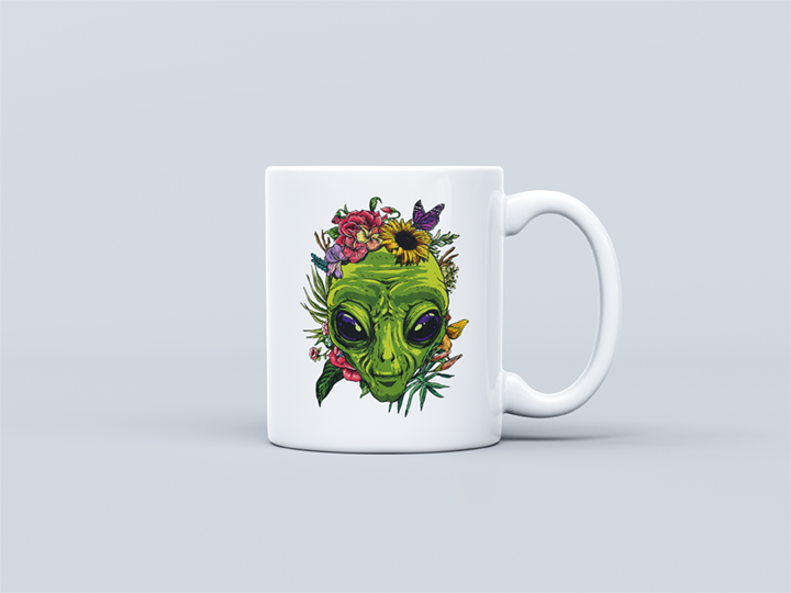 Floral Alien Face Mug Mockup