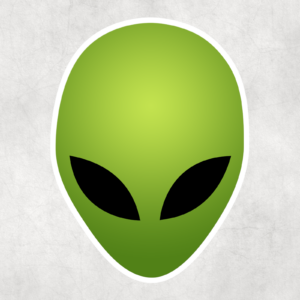 Green Alien Face Sticker Mockup