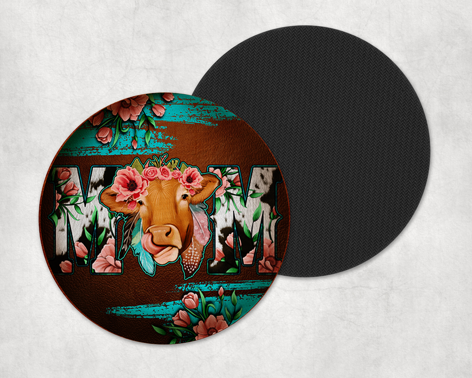 Mom Heifer Coasters Mockup
