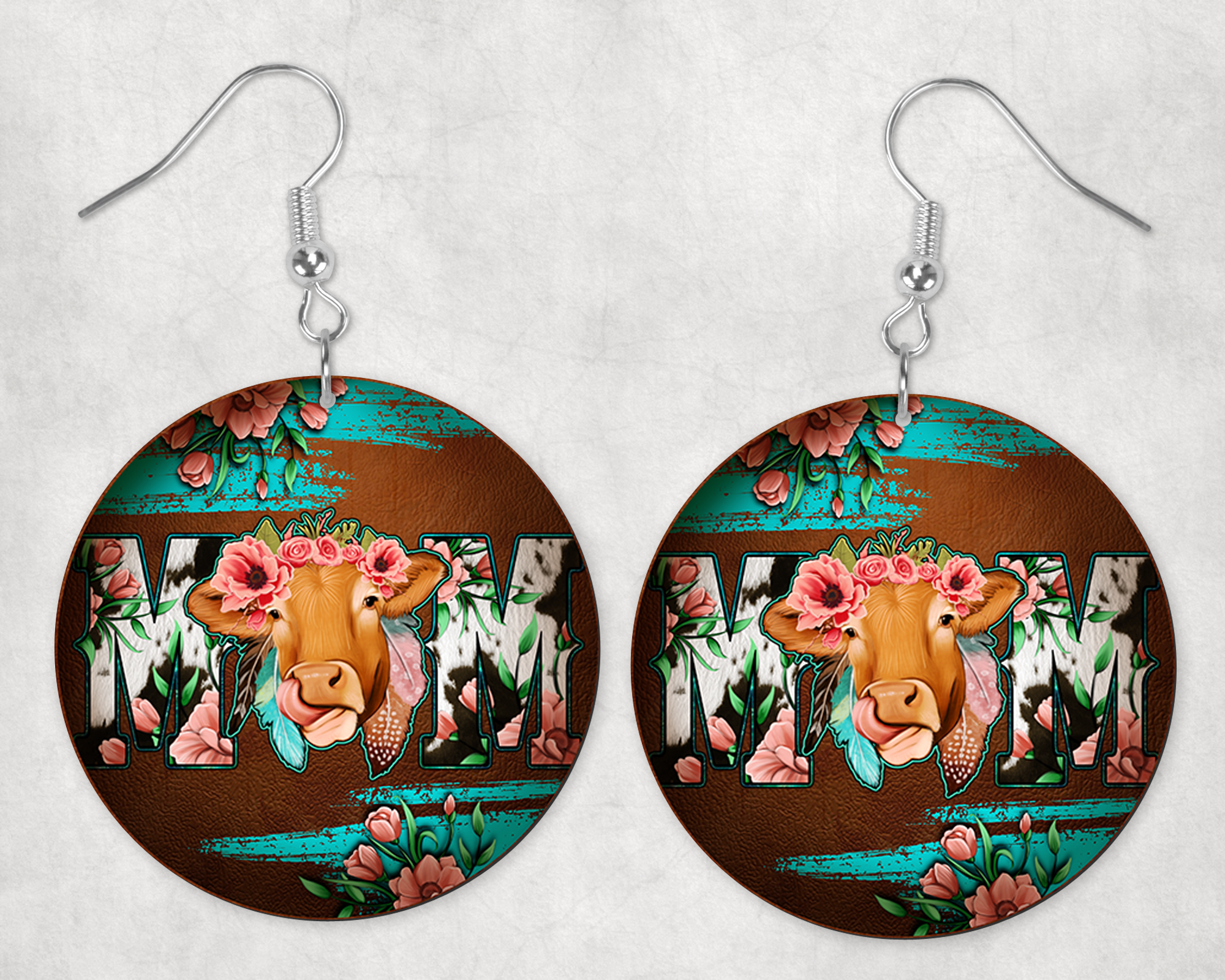 Mom Heifer Earrings Mockup