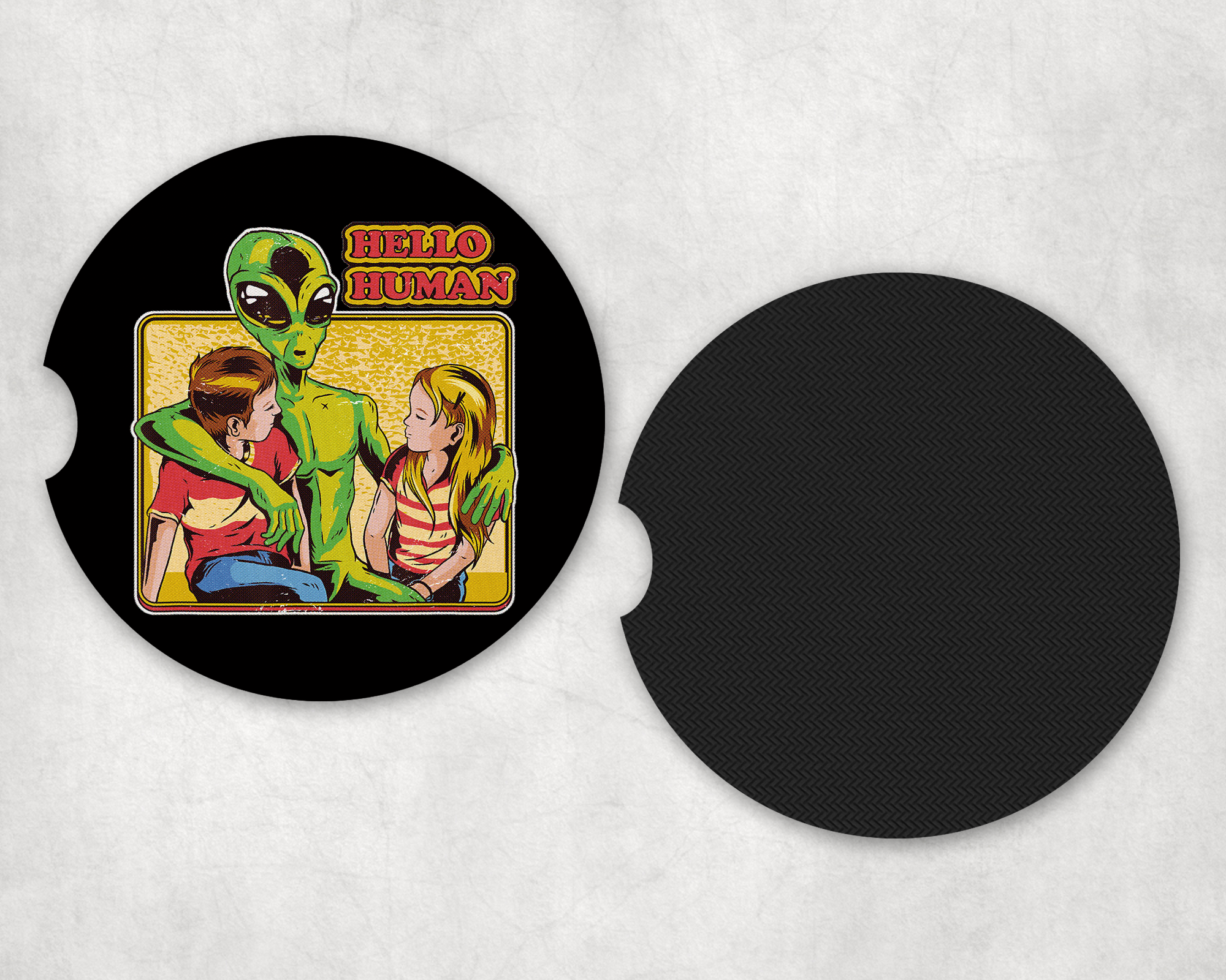 Hello Humans Car Coasters Mockup