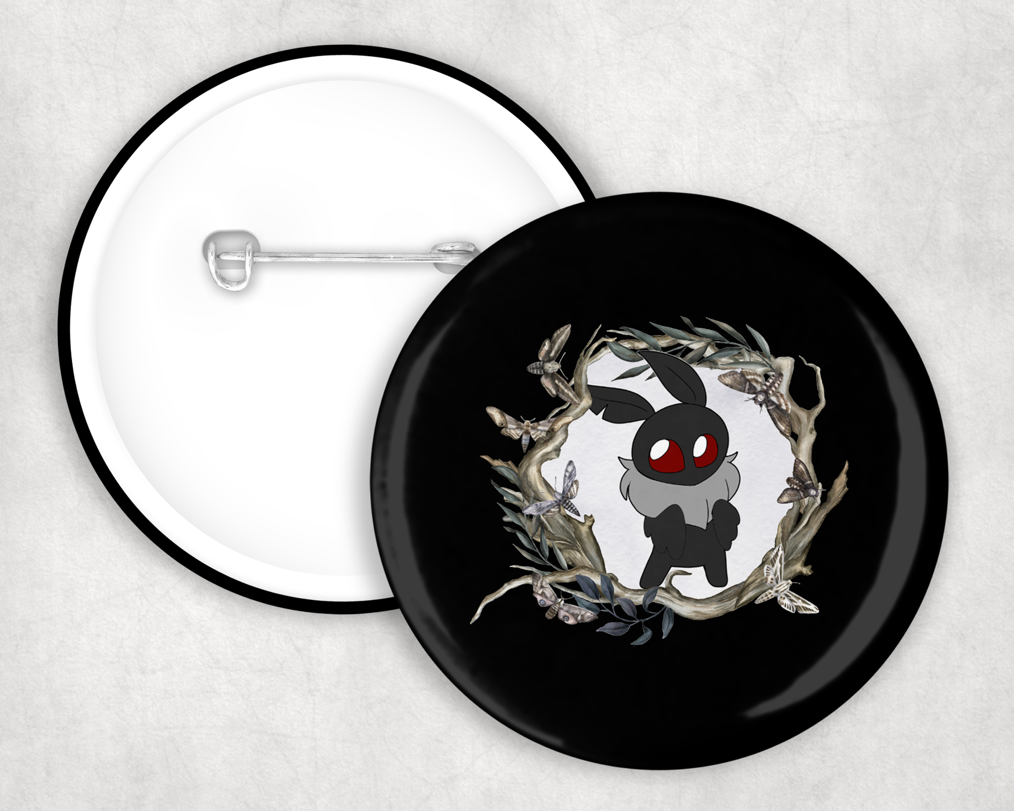 Kawaii Mothman Button Mockup