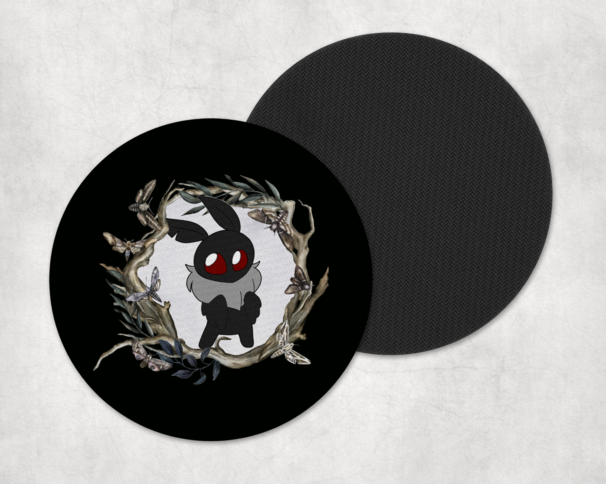 Kawaii Mothman Coasters Mockup