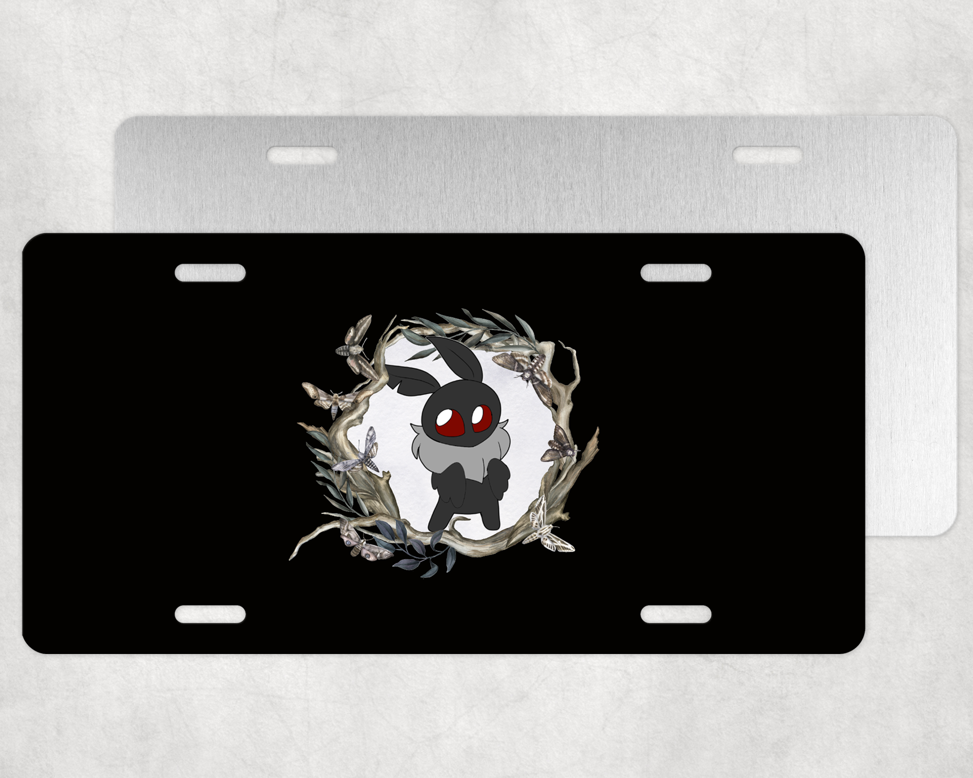 Kawaii Mothman License Plate Mockup