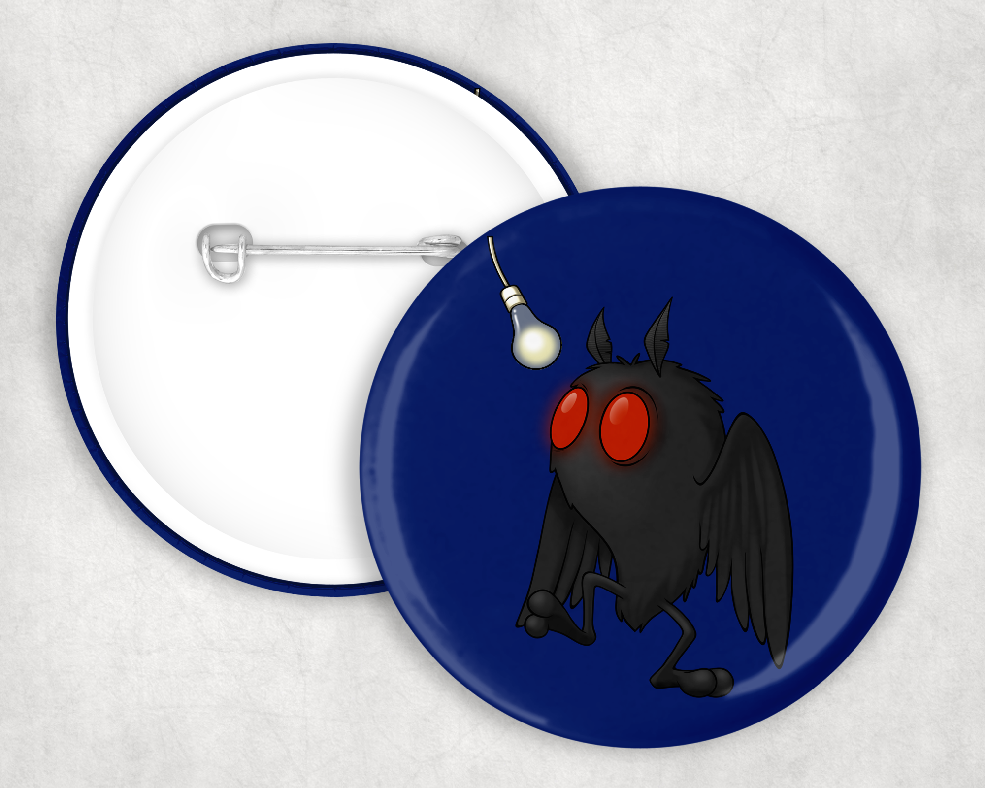Light Bulb Mothman Button Mockup