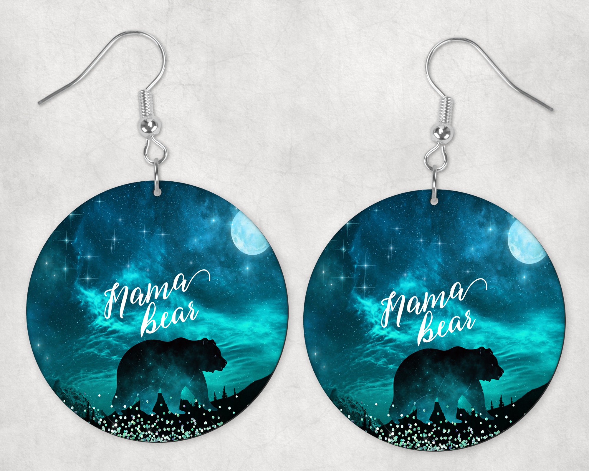 Night Sky Mama Bear Earrings Mockup
