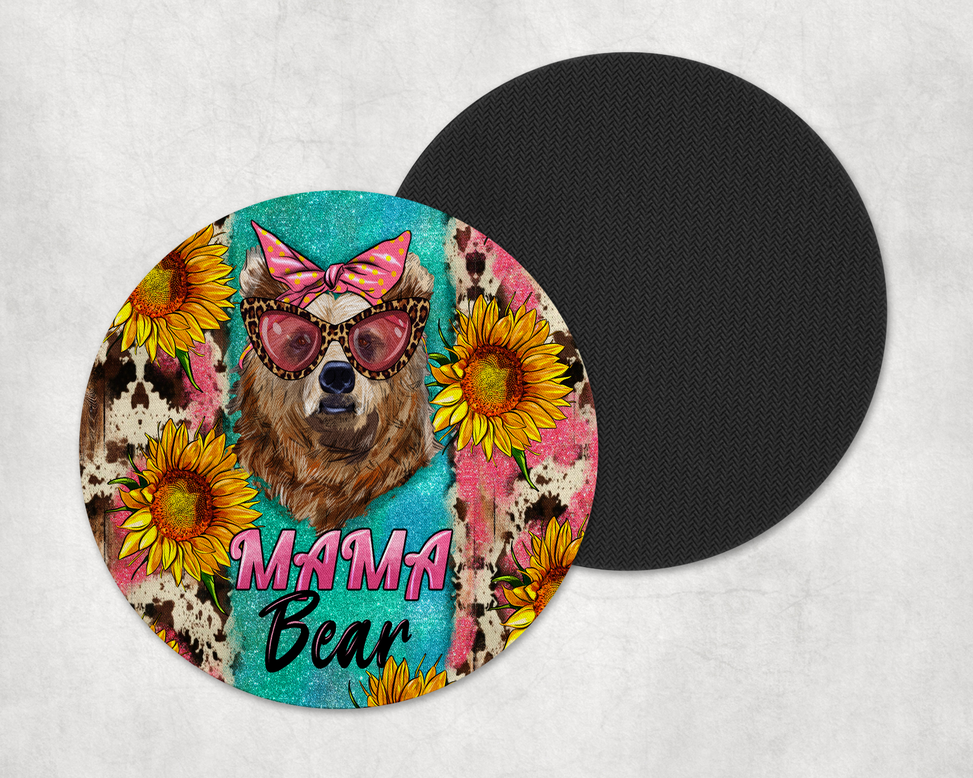 Cool Mama Bear Coasters Mockup