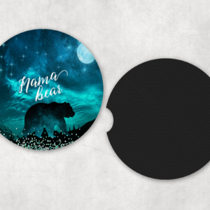 Night Sky Mama Bear Car Coasters Mockup