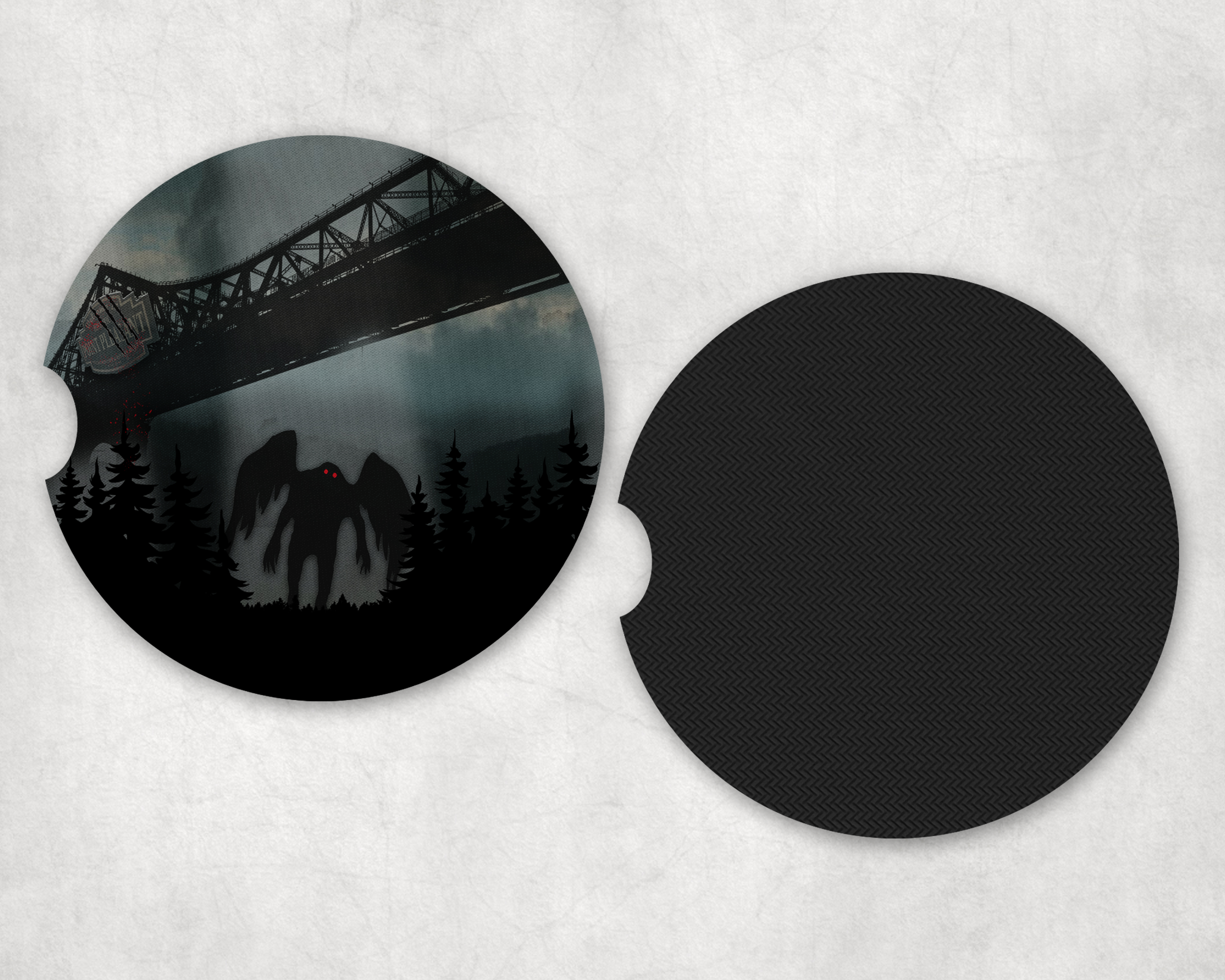 Mothman Car Coasters Mockup