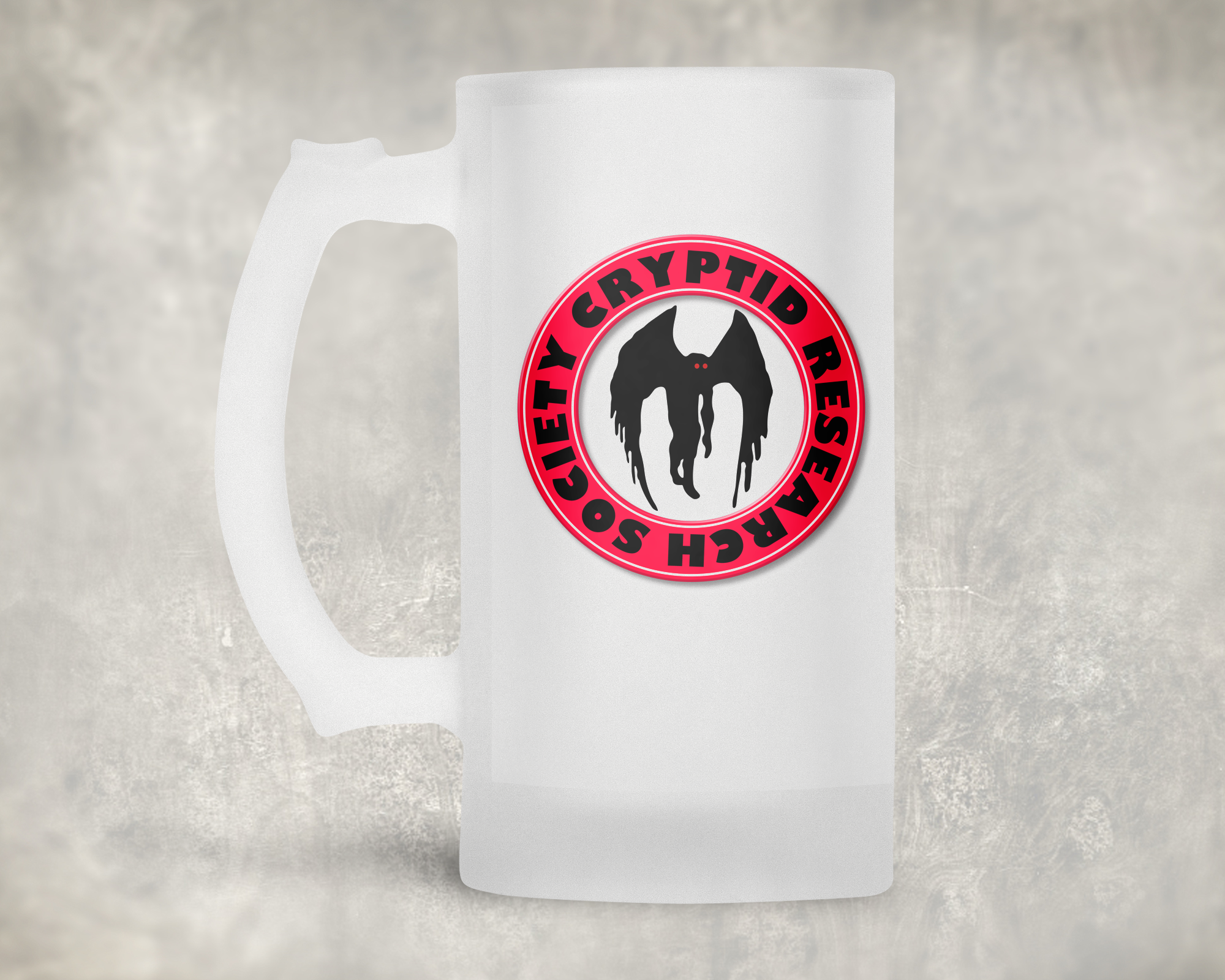 Cryptid Research Society - Mothman Beer Mug Mockup