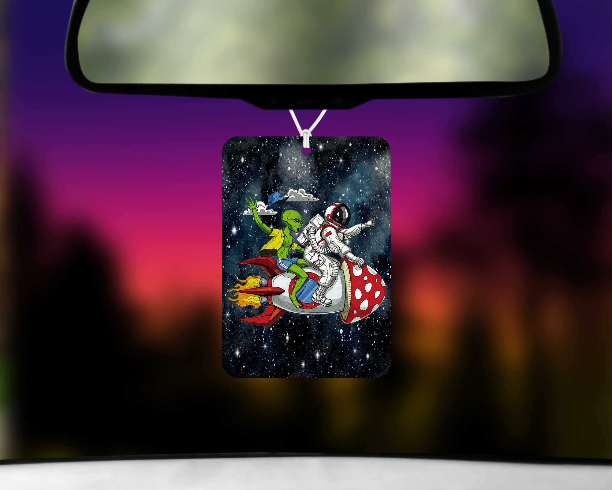 Mushroom Rocket Ride Air Freshener Mockup