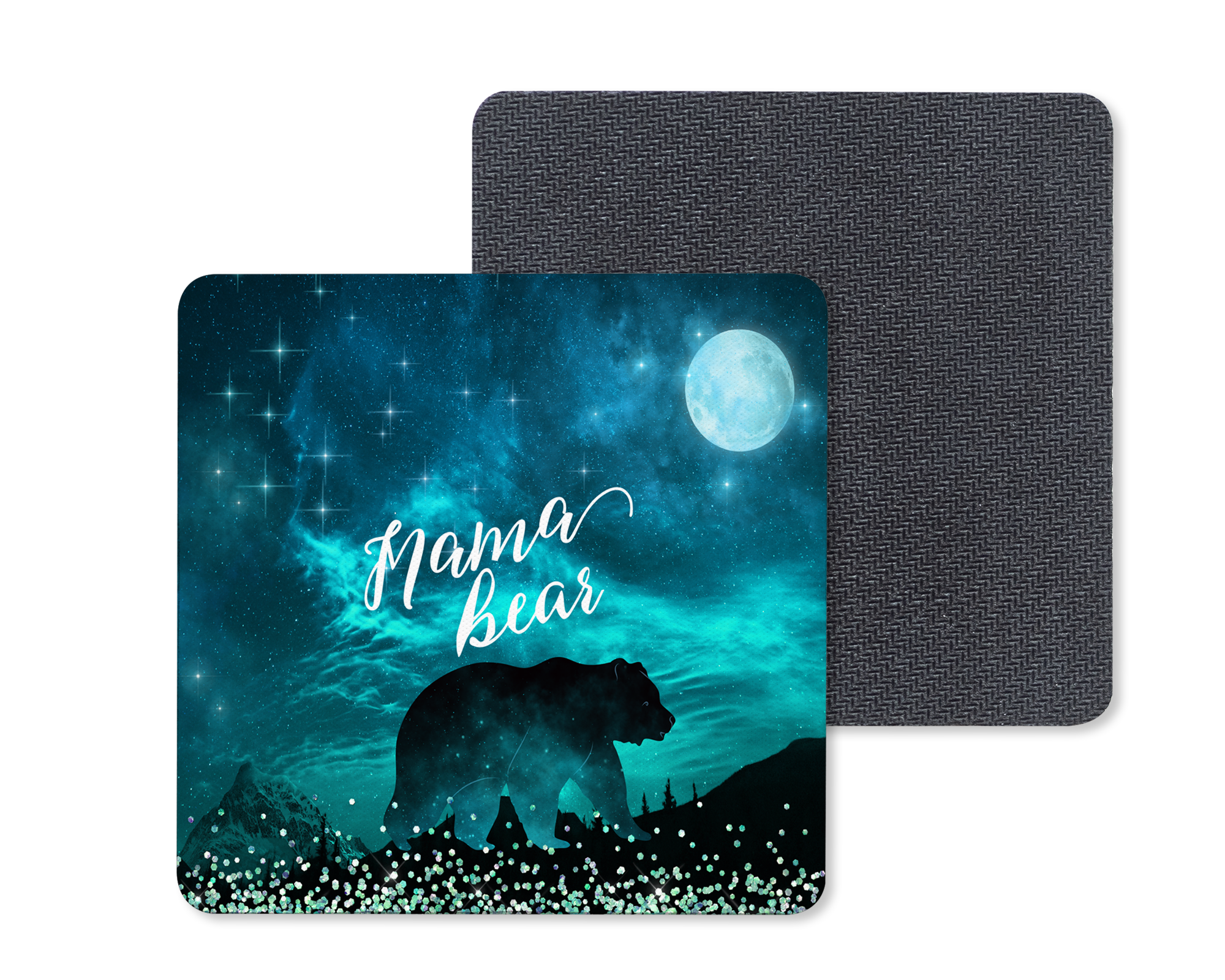 Night Sky Mama Bear Coasters Mockup