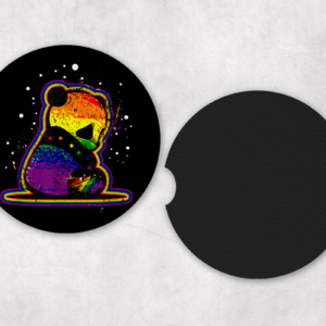 Rainbow Panda Car Coasters Mockup