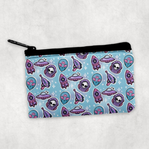 Pastel Alien Pattern Zipper Pouch Mockup