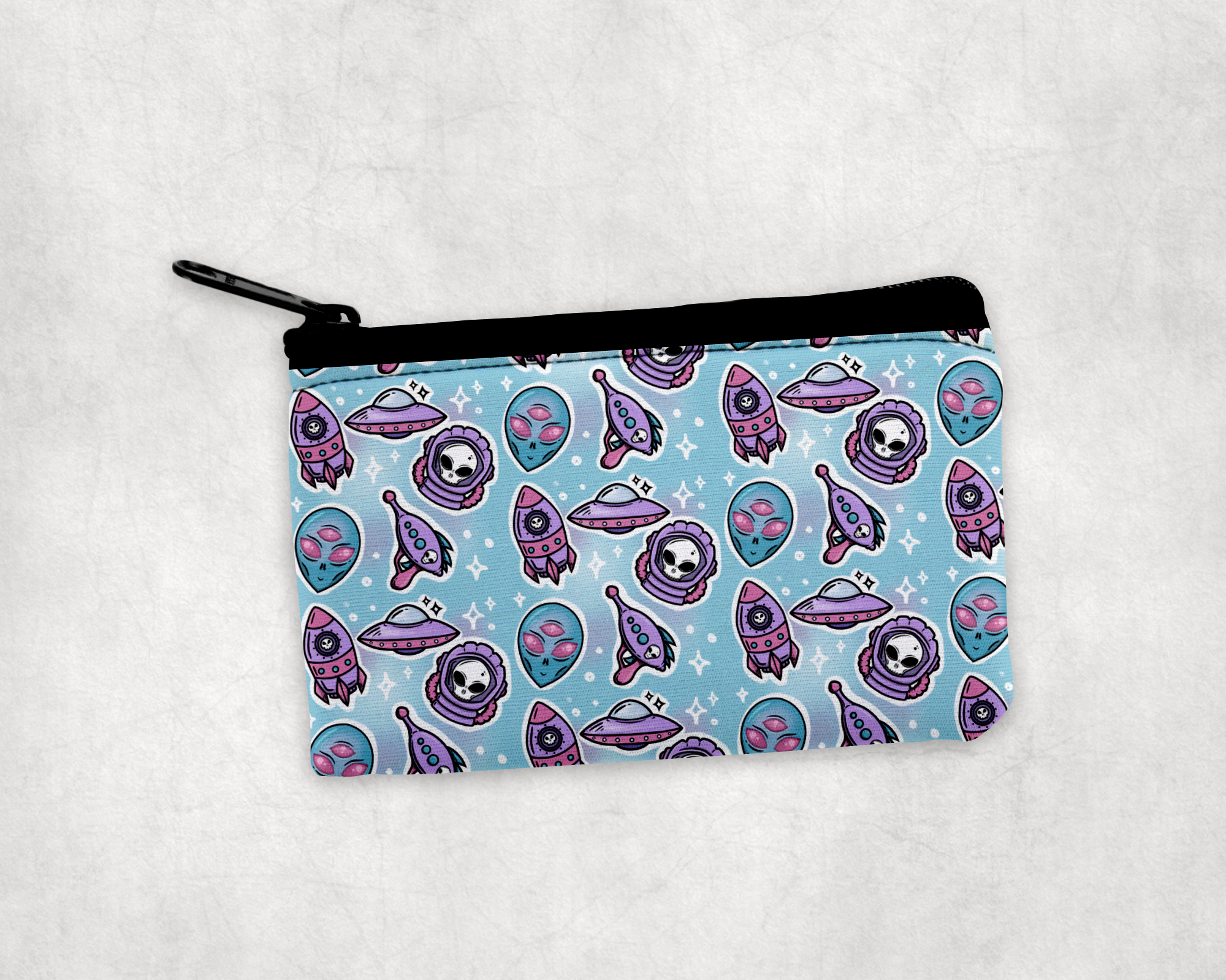 Pastel Alien Pattern Zipper Pouch Mockup