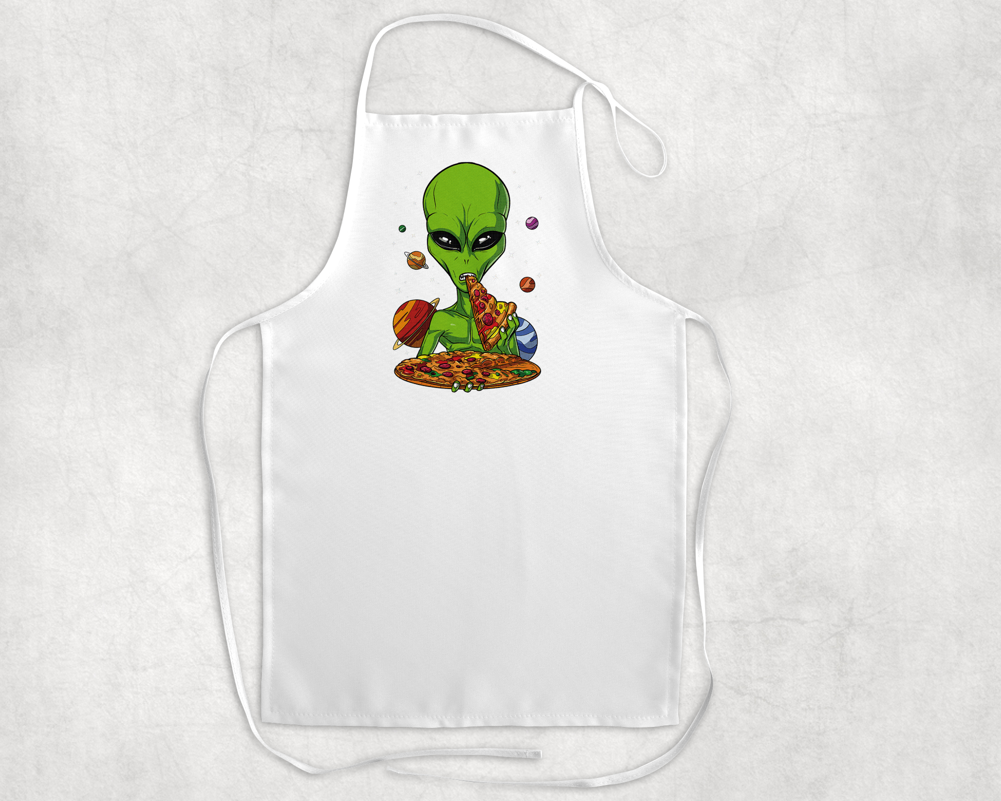 Alien Enjoying Pizza Apron Mockup