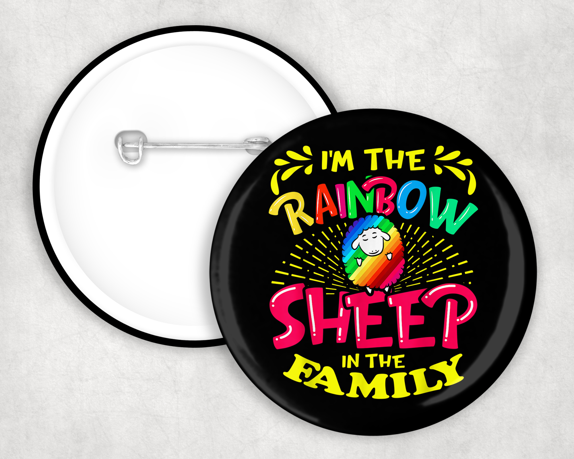 I'm The Rainbow Sheep Button Mockup