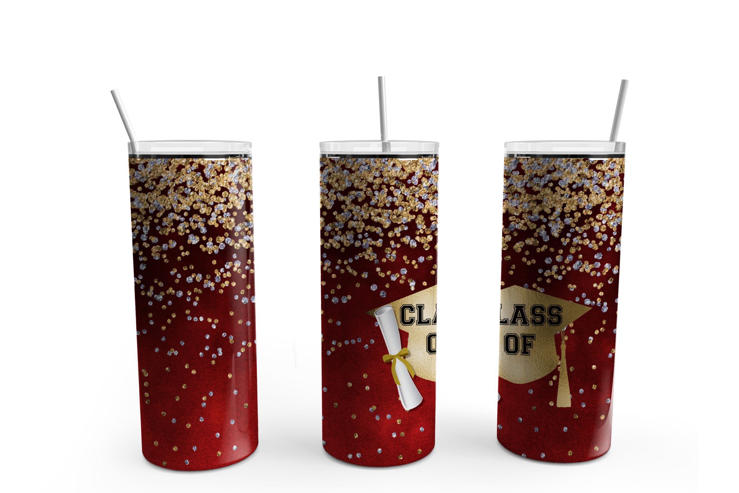 Class Of (Year) Glitter & Foil Tumbler- red