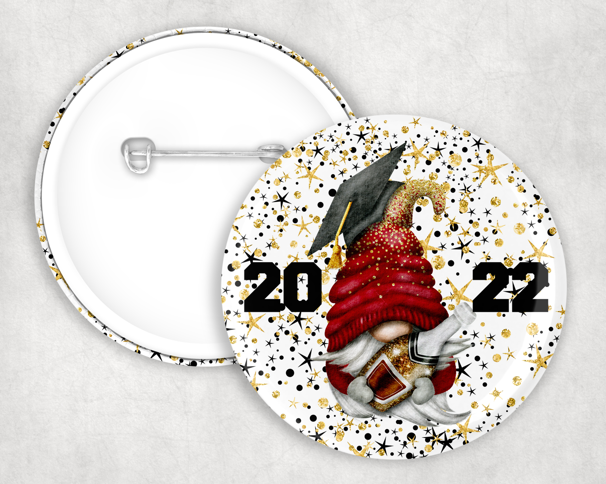 Grad Guy Gnome Button- red