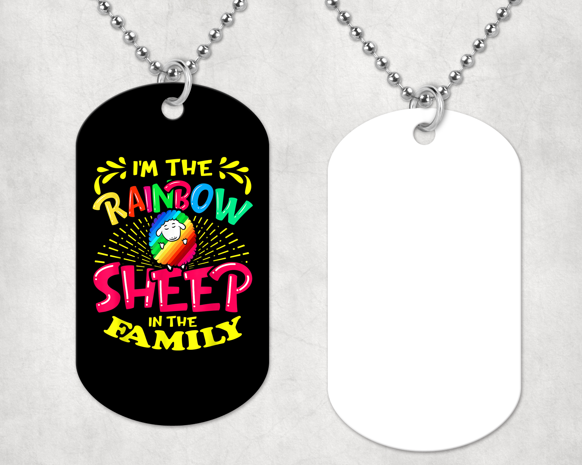 Sheep In The Family Dog Tag Mockup