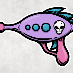 Space Blaster Sticker Mockup