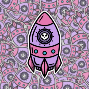 Space Rocket Sticker Mockup
