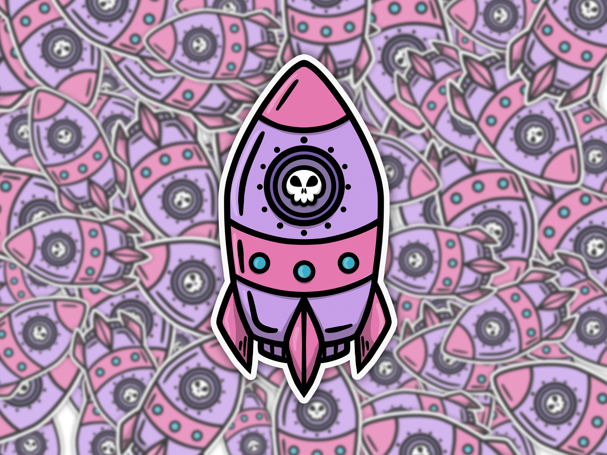 Space Rocket Sticker Mockup