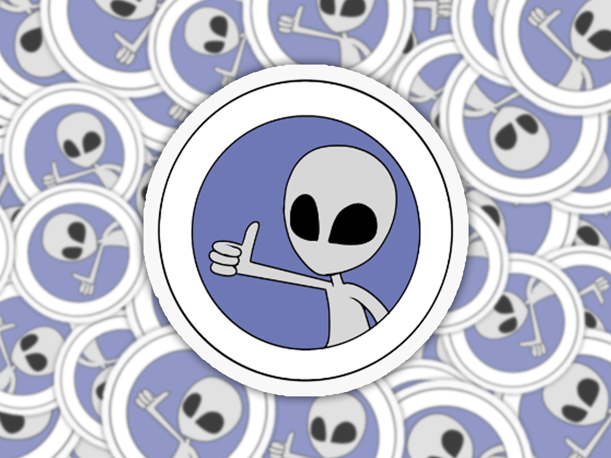 Thumbs Up Alien Sticker Mockup