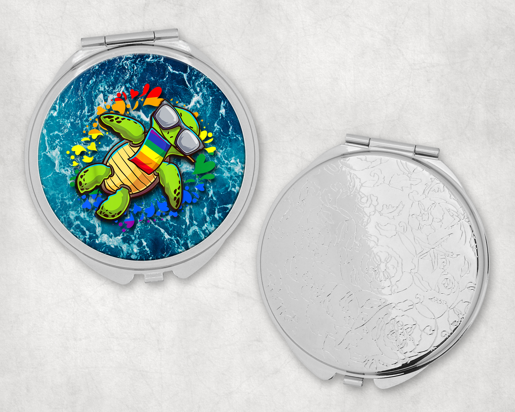 Pride Turtle Mirror Compact Mockup