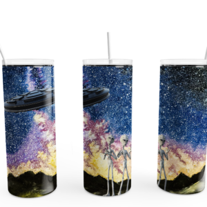Watercolor Alien Landing Tumbler Mockup