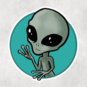 Waving Alien Sticker Mockup