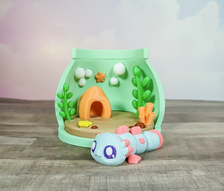 Cute Axolotl & Tank Playset- large