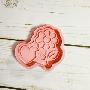 Flower & Heart Cookie Cutter & Stamp