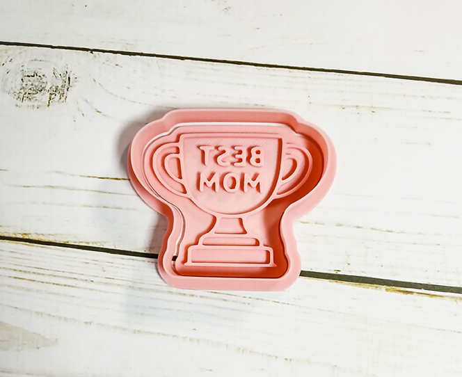 Best Mom Trophy Cookie Cutter & Stamp