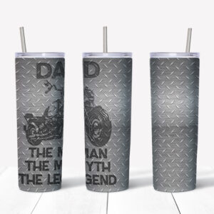 Dad The Man w/Motorcycle- Metal Diamond Tumbler Mockup
