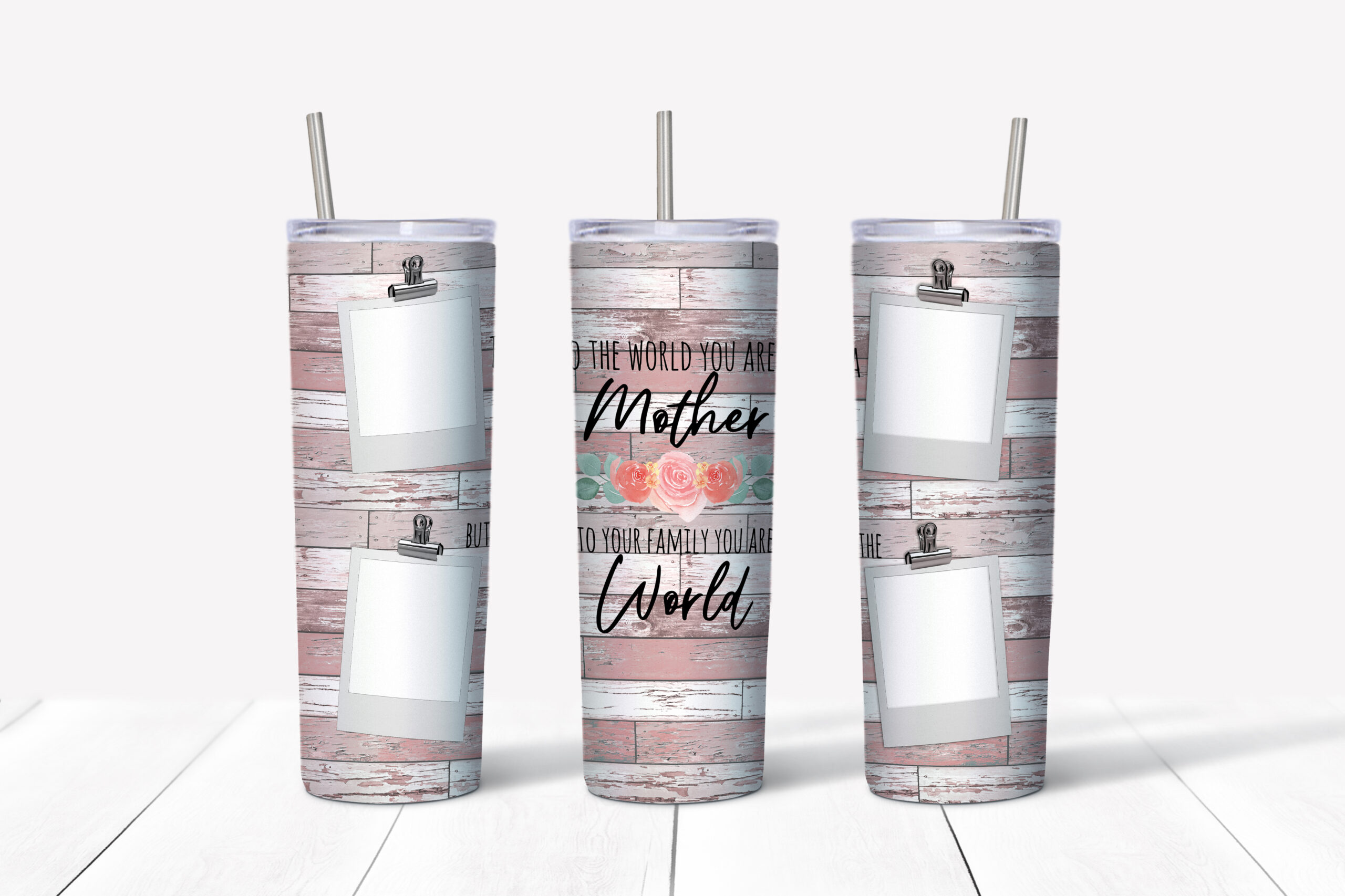 You Are The World Photo Tumbler- pink 4 photo Mockup