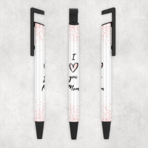 I Heart You Mom Pink Sprinkled Ballpoint Pen Mockup