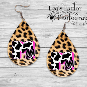 Mom Cheetah Print Teardrop Earrings Mockup